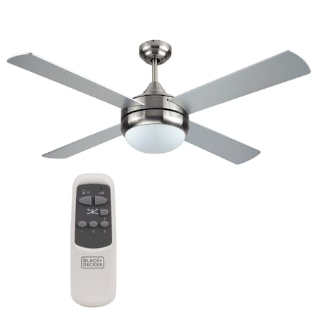 Black & Decker 52 4 - Blade Standard Ceiling Fan with Pull Chain and Light Kit Included BCF5252R